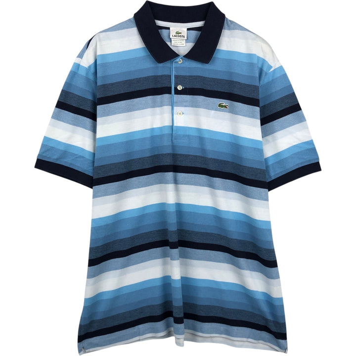 Lacoste LACOSTE French design multi-border short sleeve border polo shirt size 7 men's XXL equivalent cotton navy blue type Vintage Second Hand