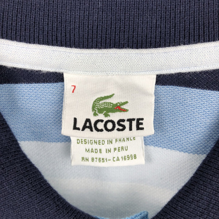 Lacoste LACOSTE French design multi-border short sleeve border polo shirt size 7 men's XXL equivalent cotton navy blue type Vintage Second Hand