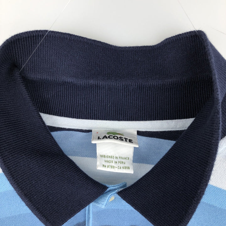Lacoste LACOSTE French design multi-border short sleeve border polo shirt size 7 men's XXL equivalent cotton navy blue type Vintage Second Hand