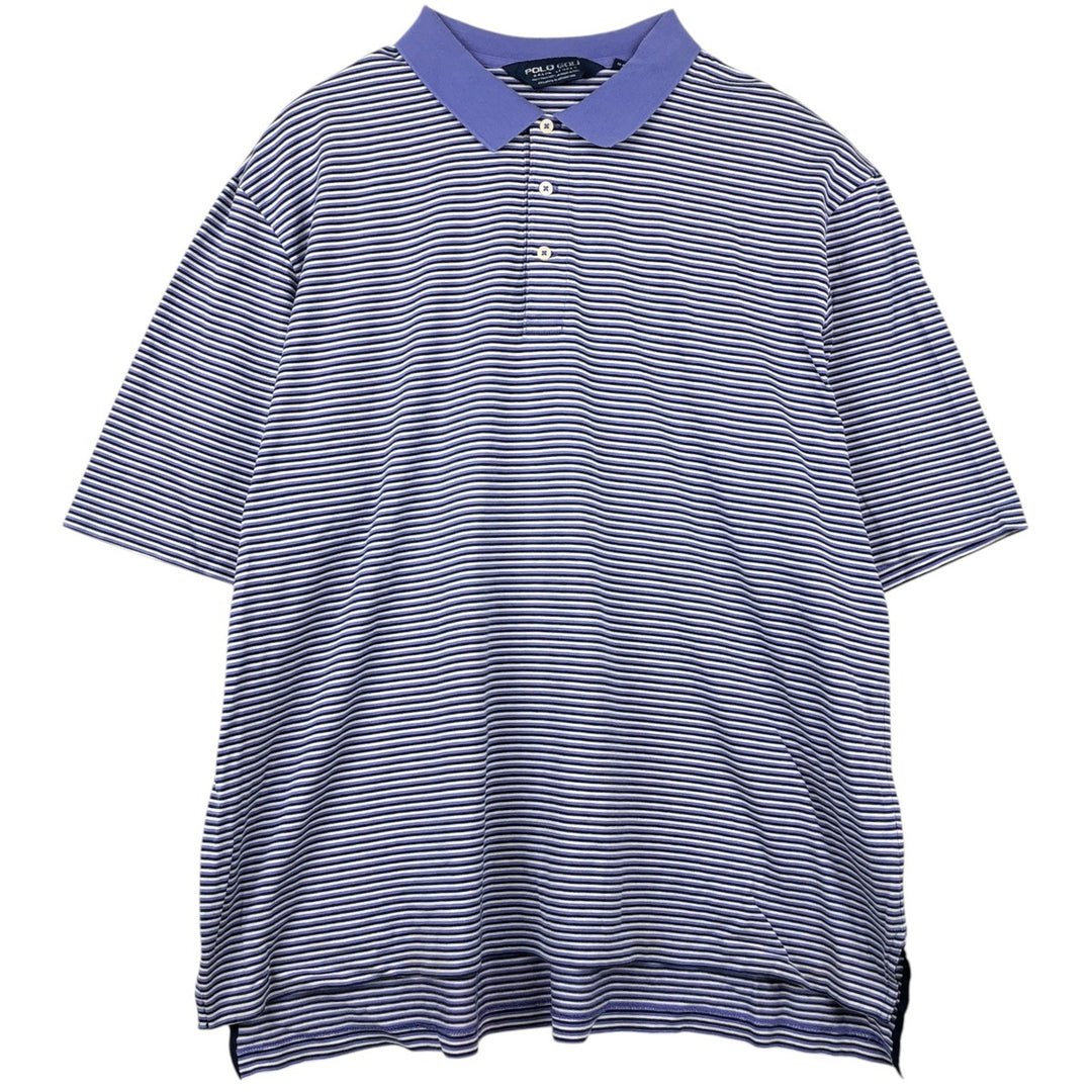 Ralph Lauren POLO GOLF Short Sleeve Striped Polo Shirt Men's XL Pima Cotton Purple type blue-purple Vintage Second Hand