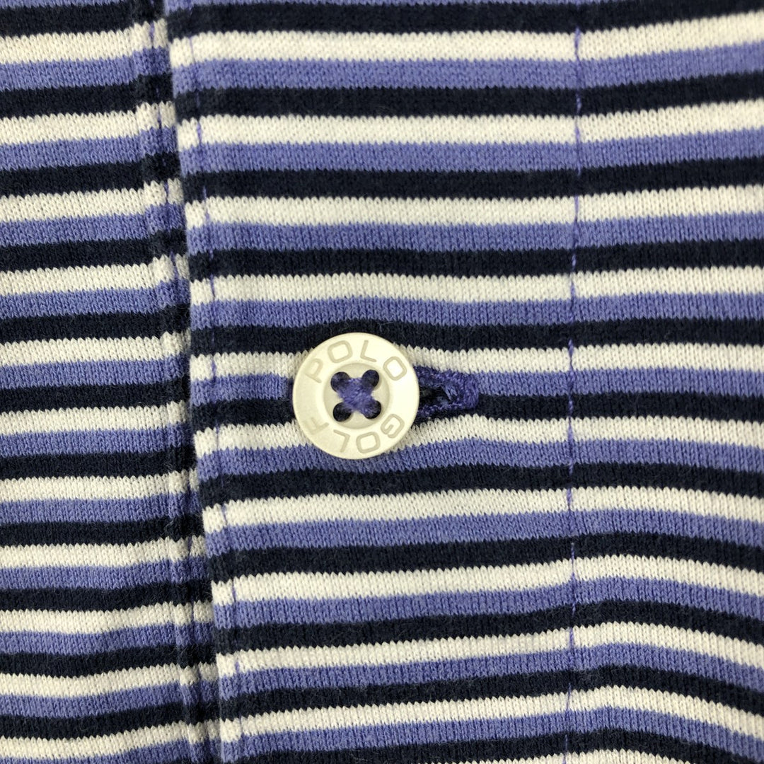 Ralph Lauren POLO GOLF Short Sleeve Striped Polo Shirt Men's XL Pima Cotton Purple type blue-purple Vintage Second Hand