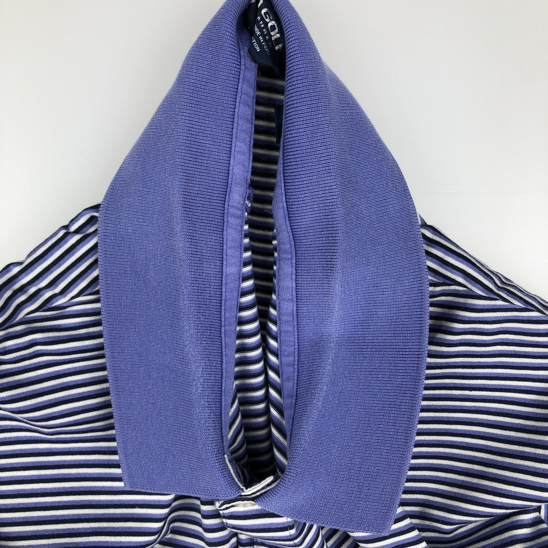 Ralph Lauren POLO GOLF Short Sleeve Striped Polo Shirt Men's XL Pima Cotton Purple type blue-purple Vintage Second Hand