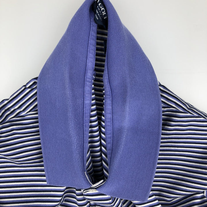 Ralph Lauren POLO GOLF Short Sleeve Striped Polo Shirt Men's XL Pima Cotton Purple type blue-purple Vintage Second Hand