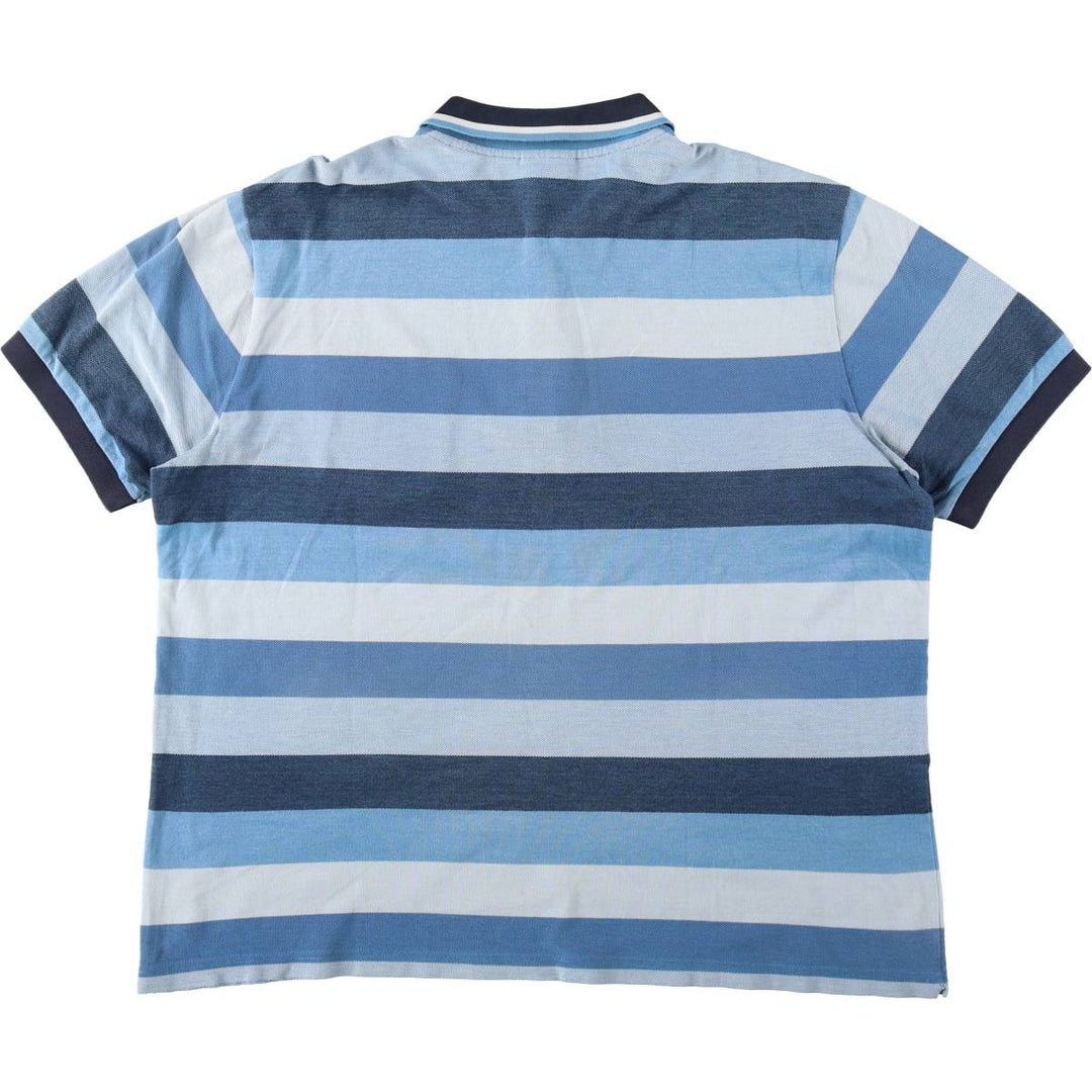 Lacoste Multi-stripe Short-Sleeve Polo Shirt, Size 7 (Men's XXL equivalent) cotton blue type Vintage Second Hand