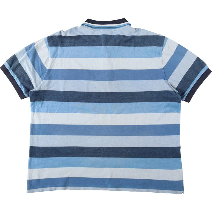Lacoste Multi-stripe Short-Sleeve Polo Shirt, Size 7 (Men's XXL equivalent) cotton blue type Vintage Second Hand