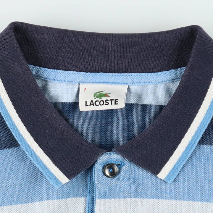 Lacoste Multi-stripe Short-Sleeve Polo Shirt, Size 7 (Men's XXL equivalent) cotton blue type Vintage Second Hand
