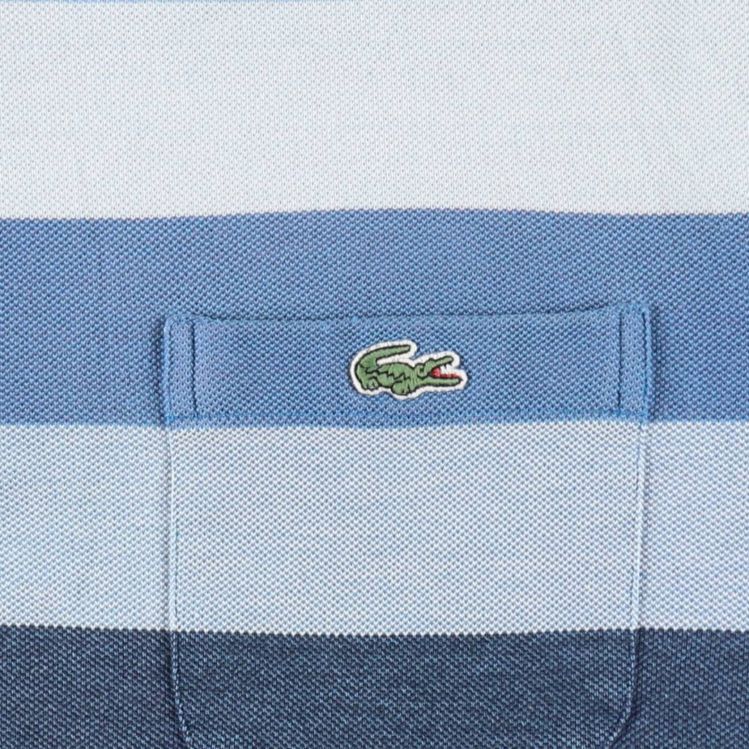 Lacoste Multi-stripe Short-Sleeve Polo Shirt, Size 7 (Men's XXL equivalent) cotton blue type Vintage Second Hand