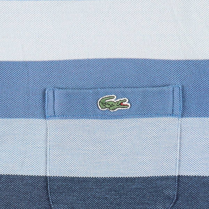 Lacoste Multi-stripe Short-Sleeve Polo Shirt, Size 7 (Men's XXL equivalent) cotton blue type Vintage Second Hand