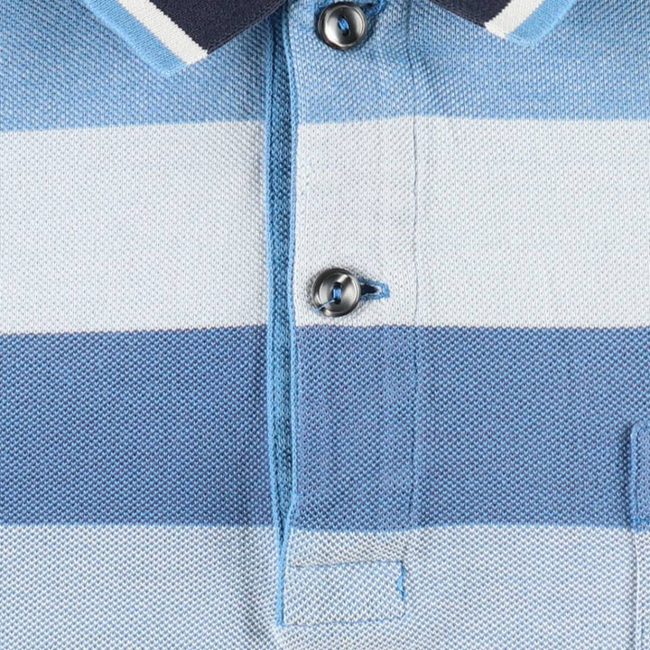Lacoste Multi-stripe Short-Sleeve Polo Shirt, Size 7 (Men's XXL equivalent) cotton blue type Vintage Second Hand