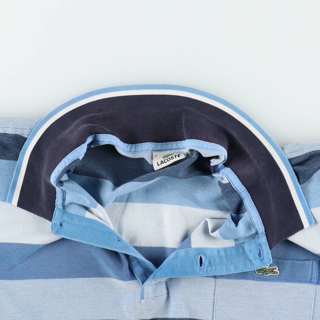 Lacoste Multi-stripe Short-Sleeve Polo Shirt, Size 7 (Men's XXL equivalent) cotton blue type Vintage Second Hand