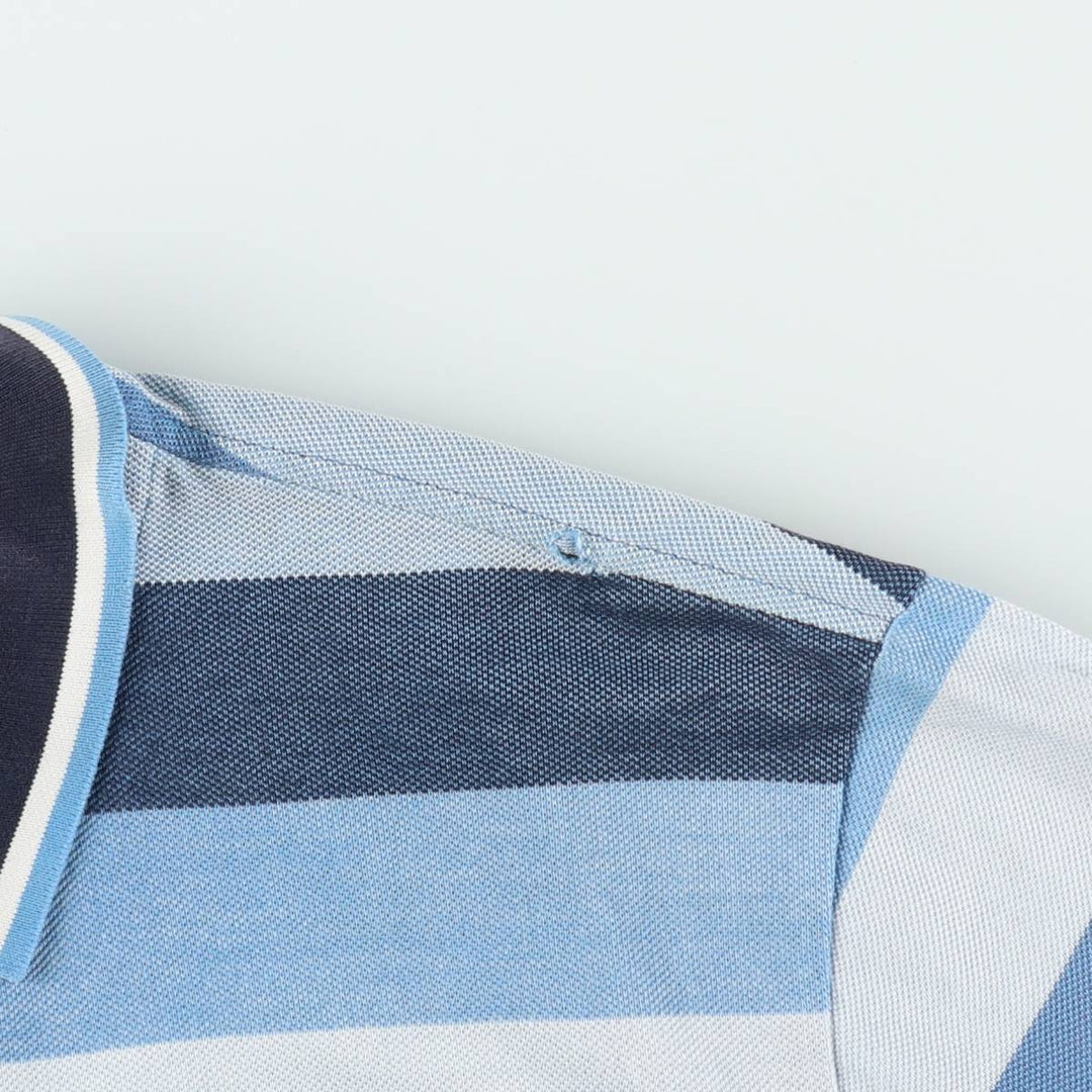 Lacoste Multi-stripe Short-Sleeve Polo Shirt, Size 7 (Men's XXL equivalent) cotton blue type Vintage Second Hand