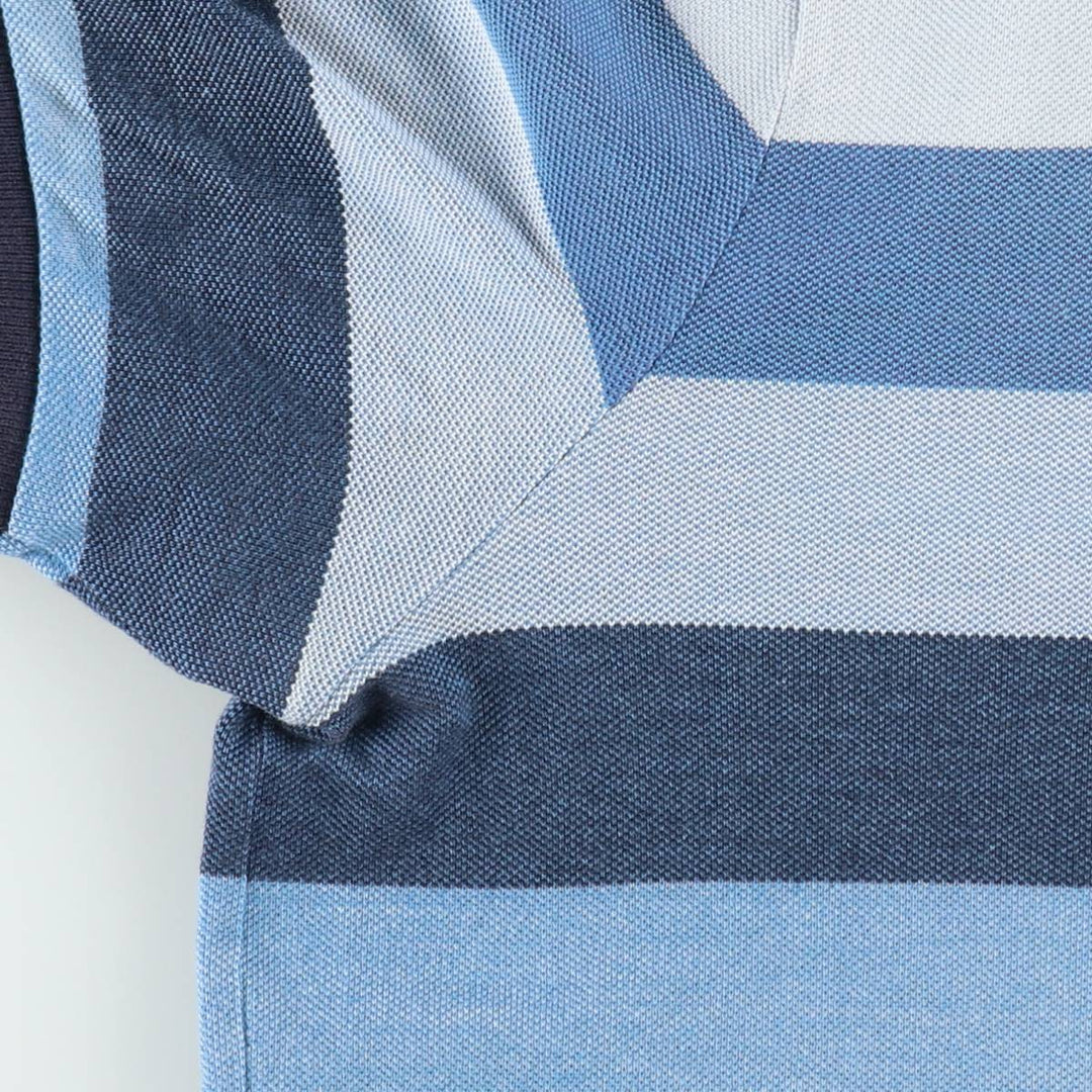 Lacoste Multi-stripe Short-Sleeve Polo Shirt, Size 7 (Men's XXL equivalent) cotton blue type Vintage Second Hand