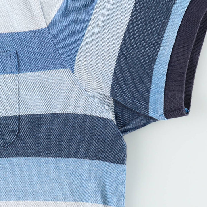 Lacoste Multi-stripe Short-Sleeve Polo Shirt, Size 7 (Men's XXL equivalent) cotton blue type Vintage Second Hand