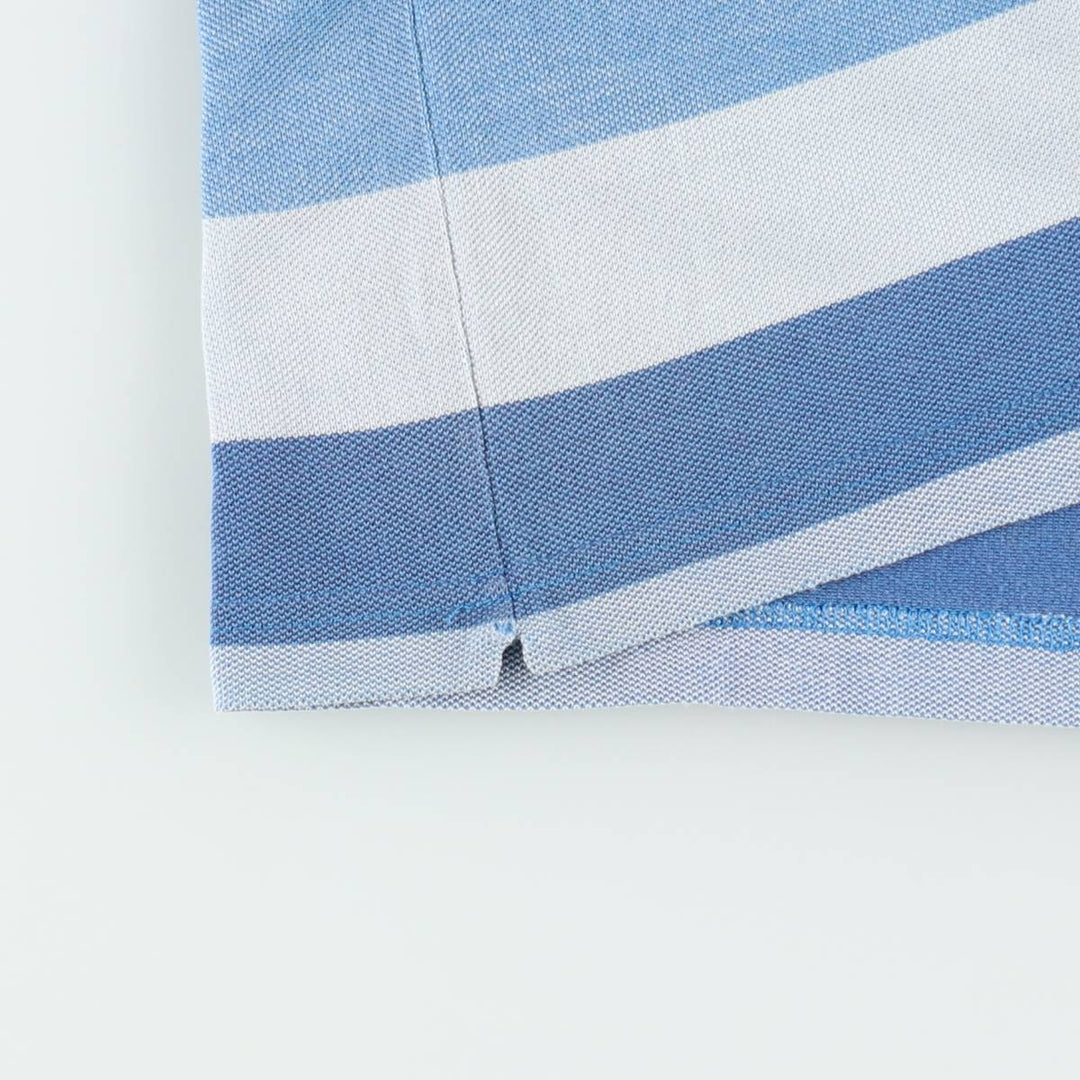 Lacoste Multi-stripe Short-Sleeve Polo Shirt, Size 7 (Men's XXL equivalent) cotton blue type Vintage Second Hand