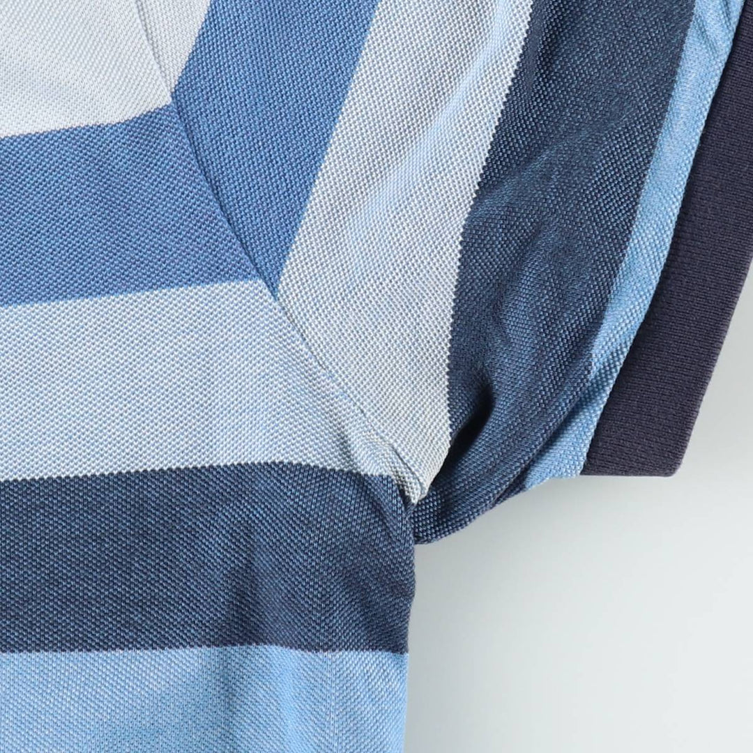 Lacoste Multi-stripe Short-Sleeve Polo Shirt, Size 7 (Men's XXL equivalent) cotton blue type Vintage Second Hand