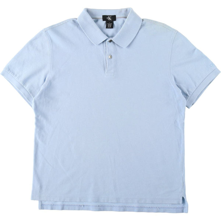1990'S Calvin Klein short-sleeved polo shirt, men's size L equivalent, vintage. cotton Blue type light blue Vintage Second Hand