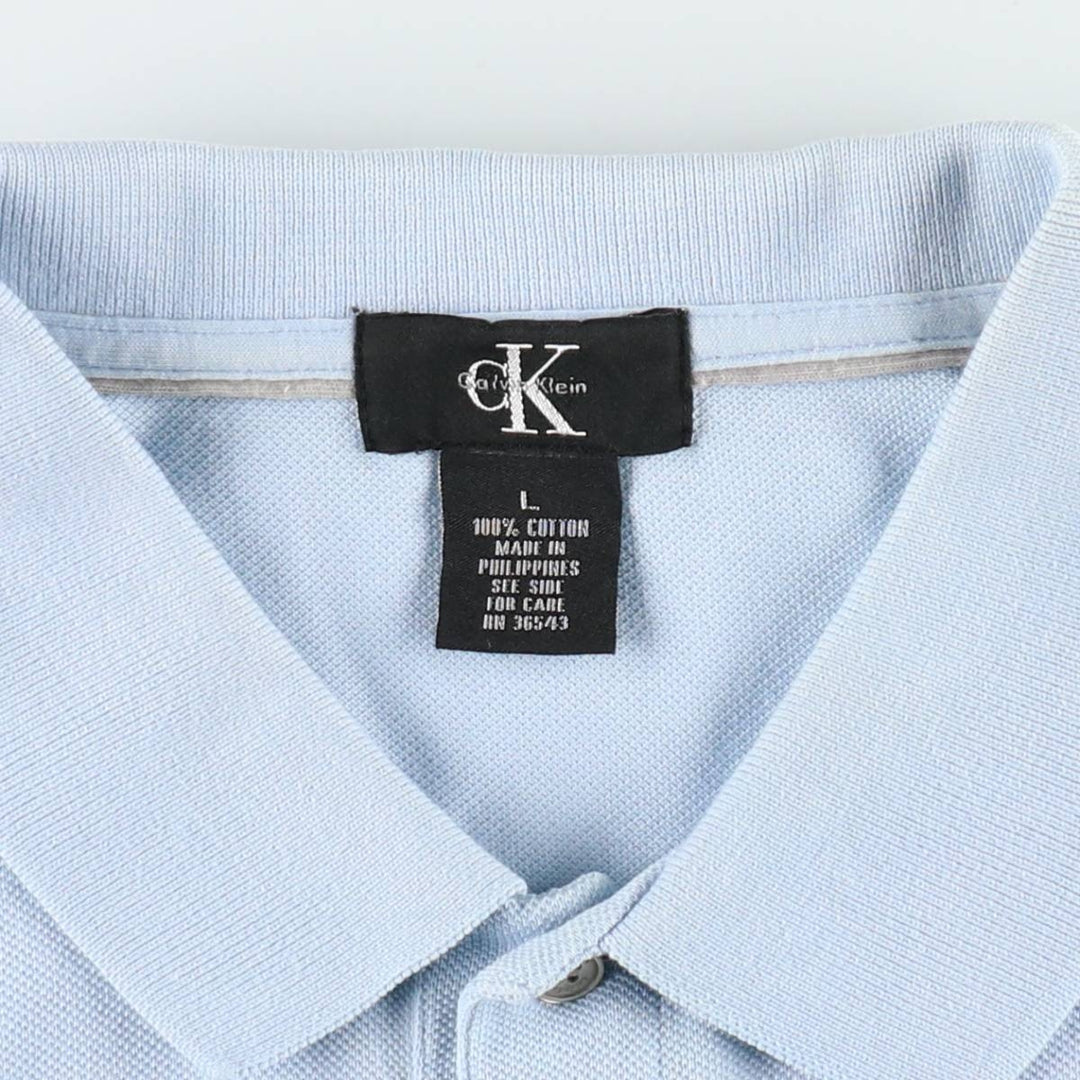 1990'S Calvin Klein short-sleeved polo shirt, men's size L equivalent, vintage. cotton Blue type light blue Vintage Second Hand