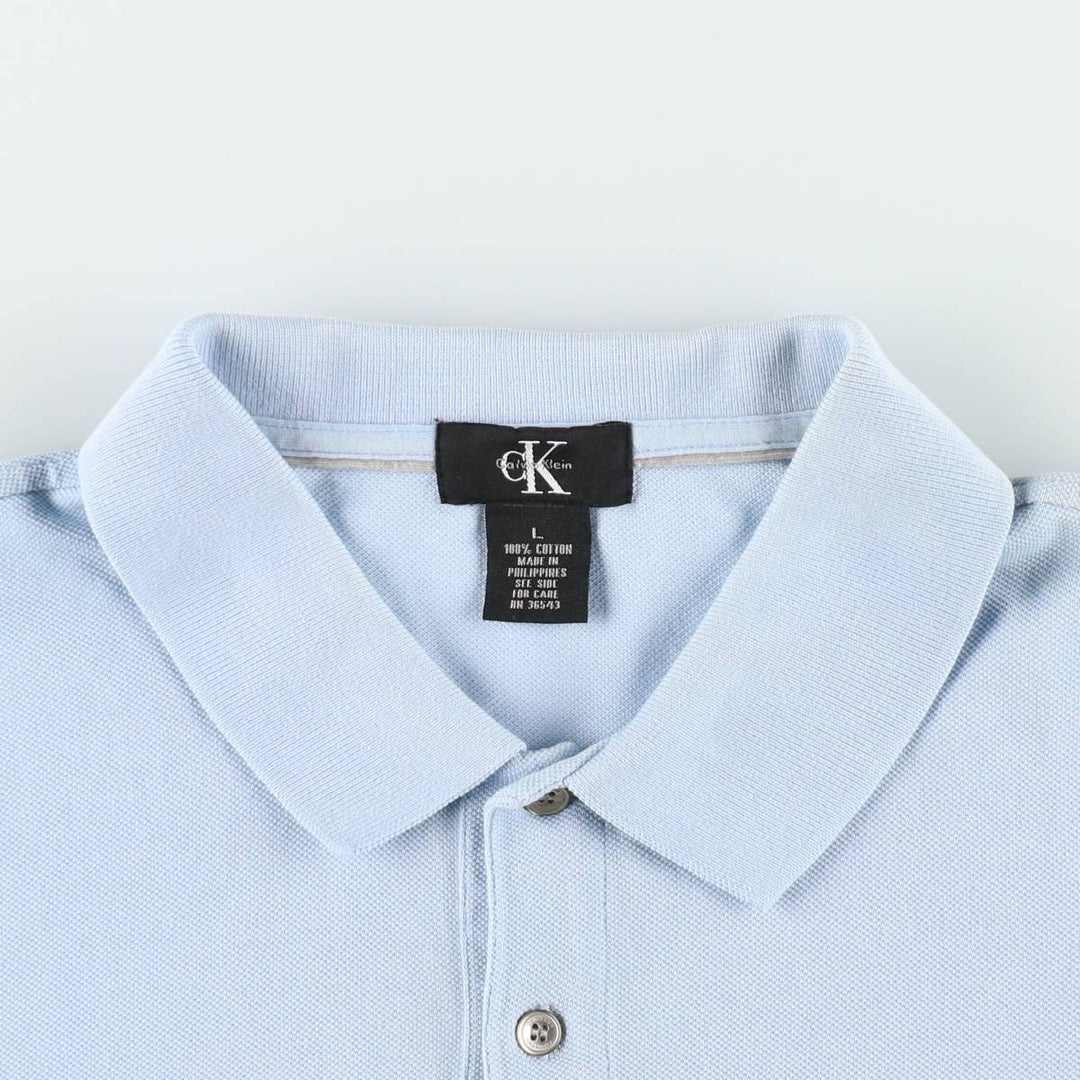 1990'S Calvin Klein short-sleeved polo shirt, men's size L equivalent, vintage. cotton Blue type light blue Vintage Second Hand