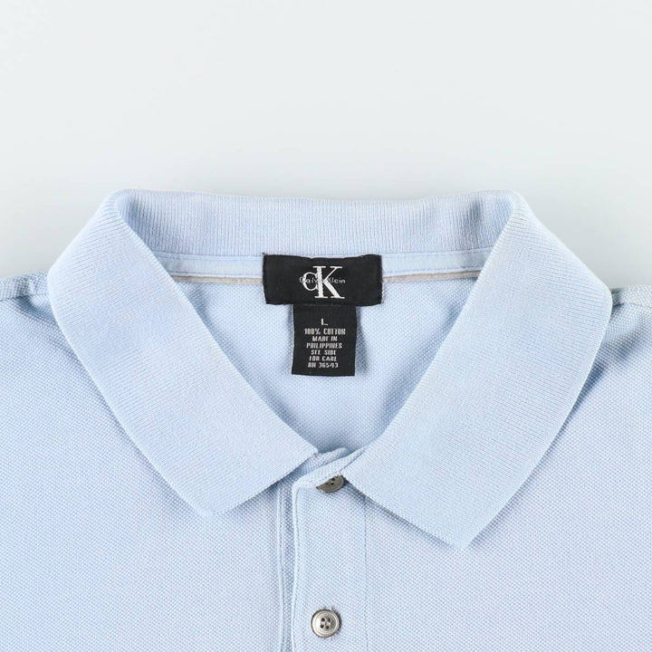1990'S Calvin Klein short-sleeved polo shirt, men's size L equivalent, vintage. cotton Blue type light blue Vintage Second Hand