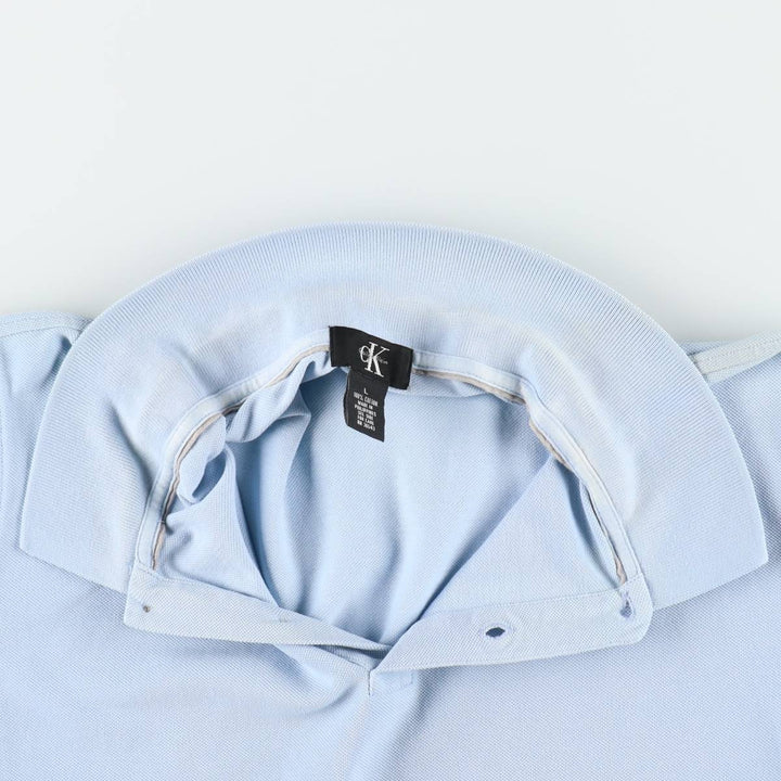 1990'S Calvin Klein short-sleeved polo shirt, men's size L equivalent, vintage. cotton Blue type light blue Vintage Second Hand