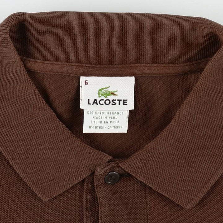 Lacoste LACOSTE French design short sleeve polo shirt size 6 men's XL equivalent cotton brown type Vintage Second Hand