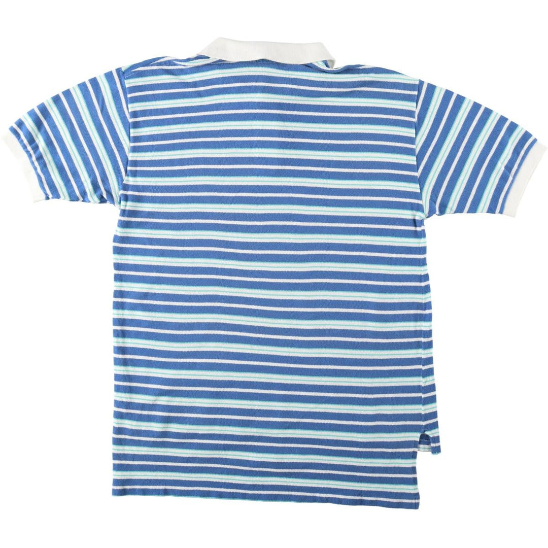 1980'S Lacoste IZOD Multi-stripe Short-Sleeve Polo Shirt, Men's Size L (Equivalent), Vintage cotton blue type Vintage Second Hand