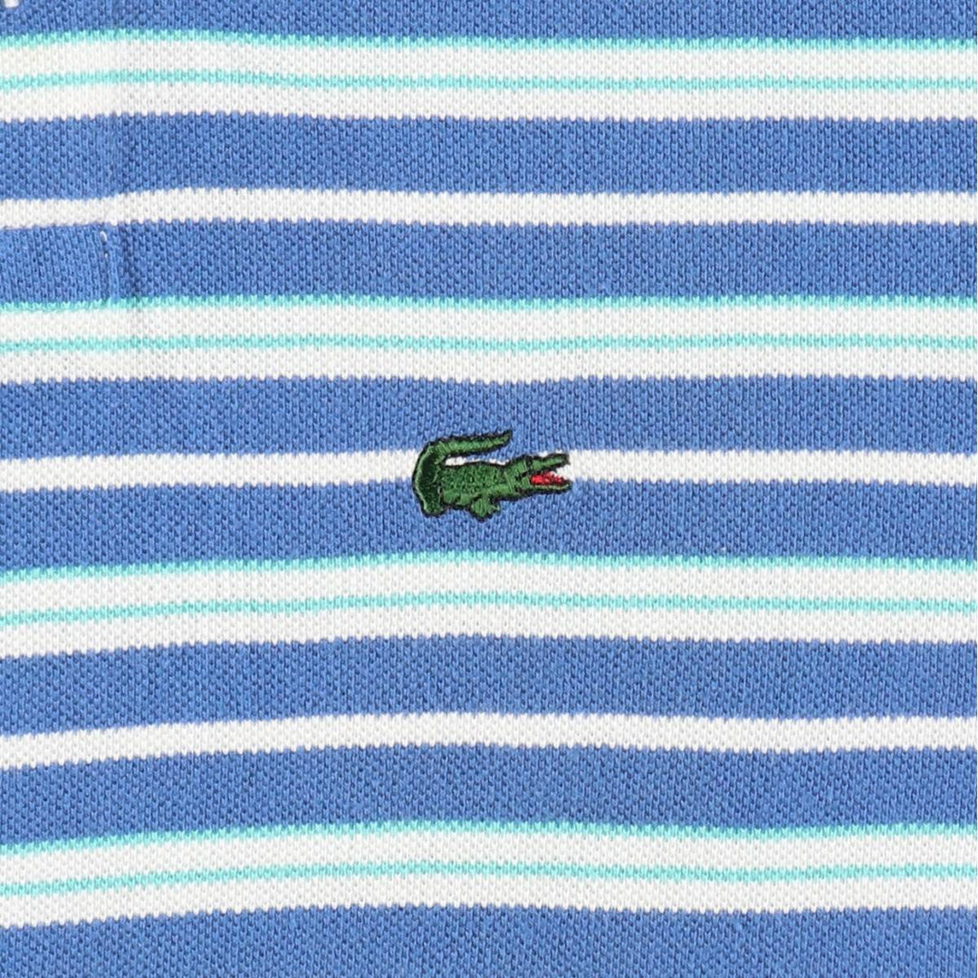 1980'S Lacoste IZOD Multi-stripe Short-Sleeve Polo Shirt, Men's Size L (Equivalent), Vintage cotton blue type Vintage Second Hand