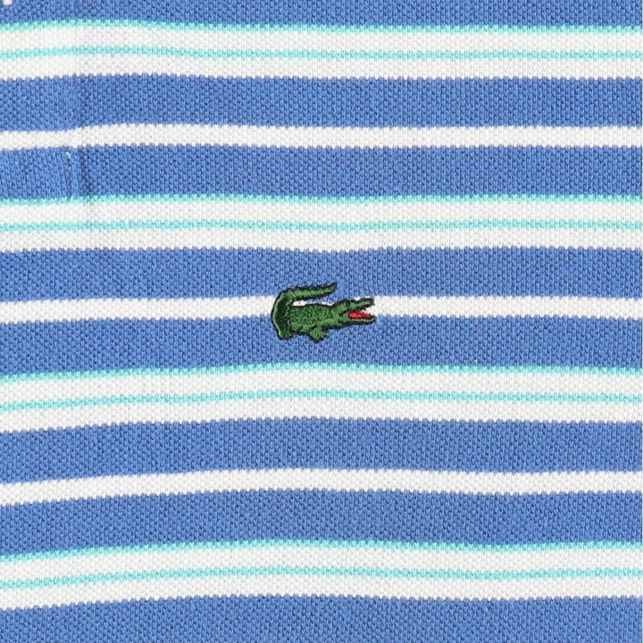 1980'S Lacoste IZOD Multi-stripe Short-Sleeve Polo Shirt, Men's Size L (Equivalent), Vintage cotton blue type Vintage Second Hand