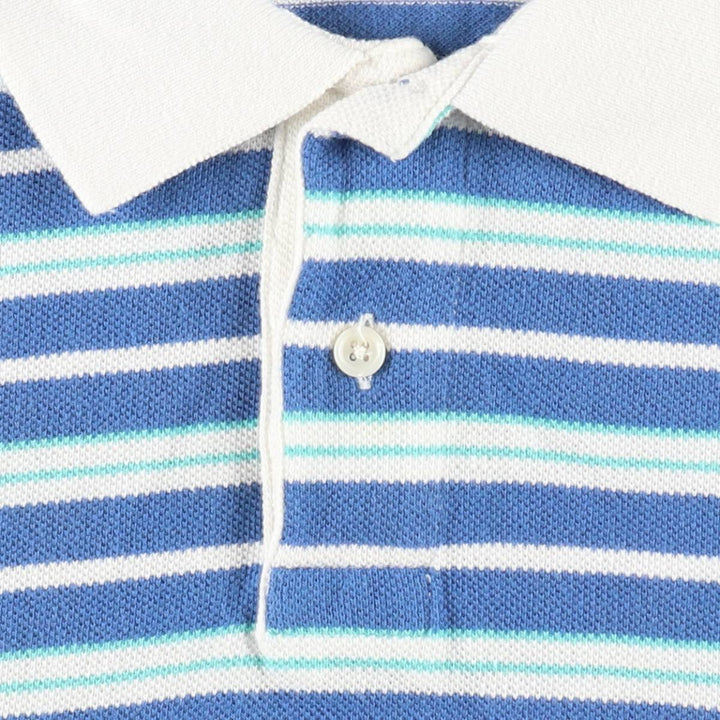 1980'S Lacoste IZOD Multi-stripe Short-Sleeve Polo Shirt, Men's Size L (Equivalent), Vintage cotton blue type Vintage Second Hand