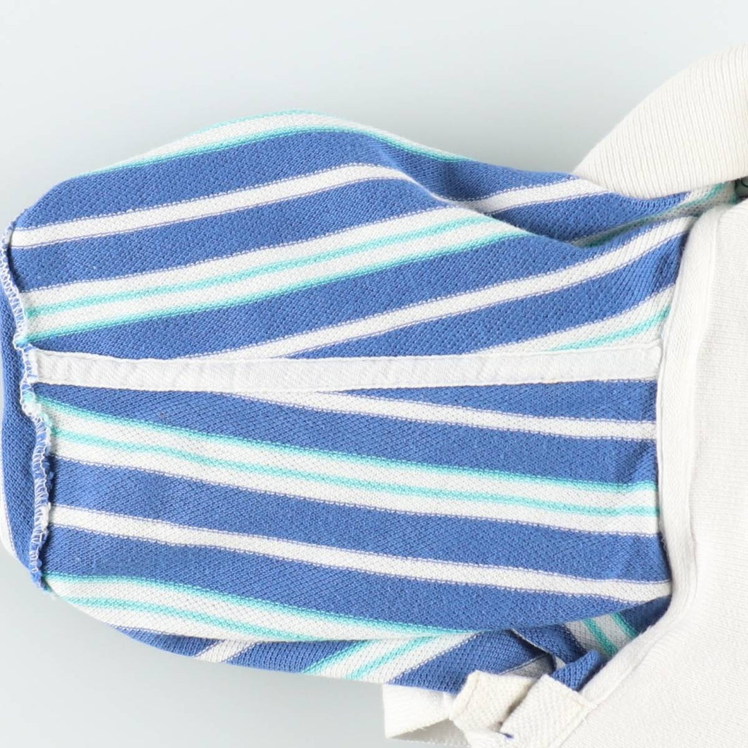 1980'S Lacoste IZOD Multi-stripe Short-Sleeve Polo Shirt, Men's Size L (Equivalent), Vintage cotton blue type Vintage Second Hand