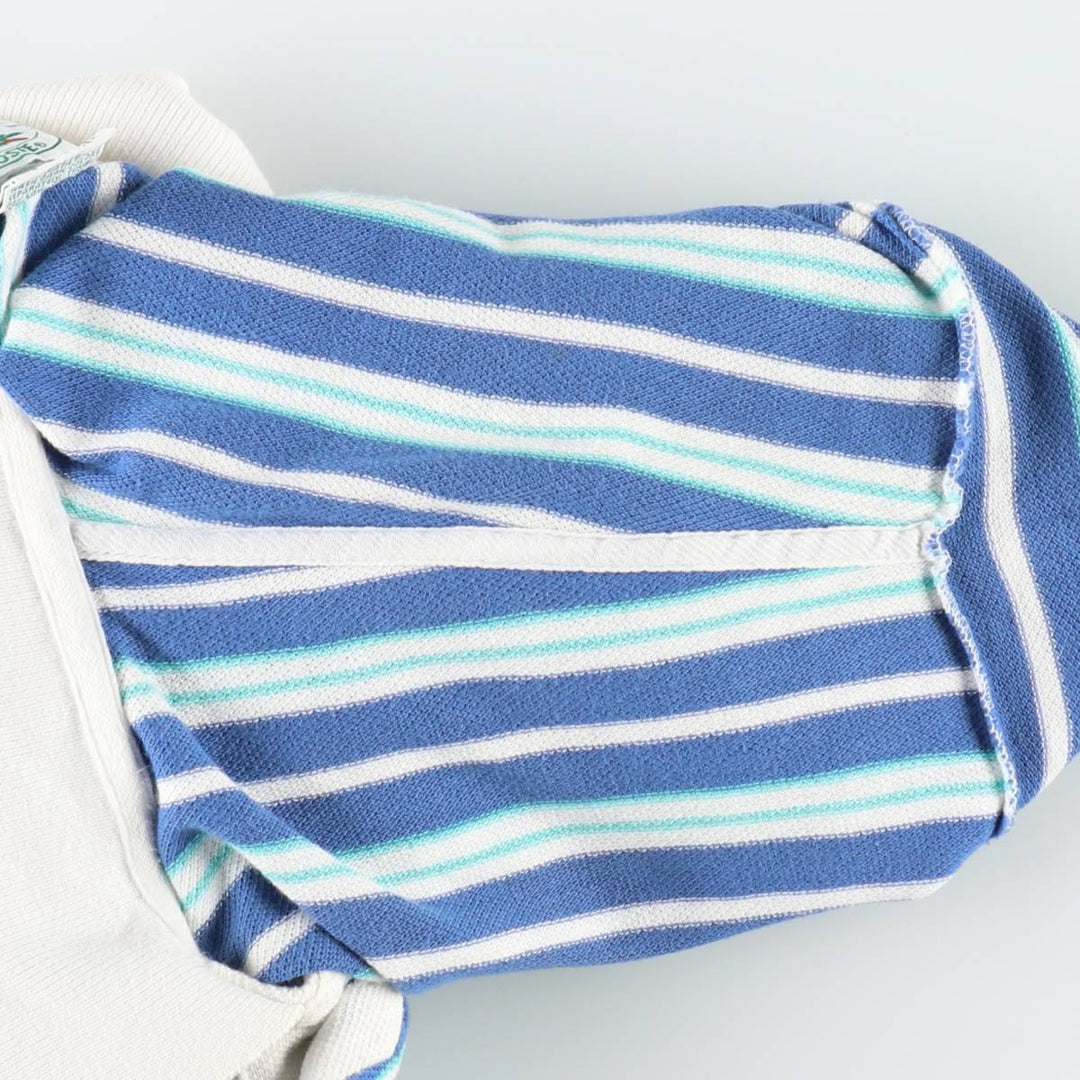 1980'S Lacoste IZOD Multi-stripe Short-Sleeve Polo Shirt, Men's Size L (Equivalent), Vintage cotton blue type Vintage Second Hand