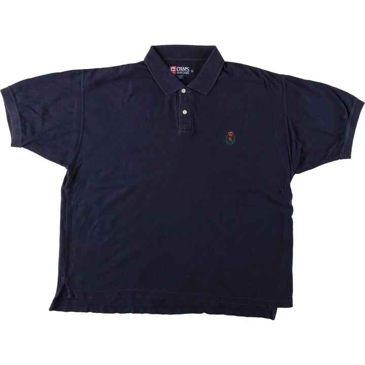Ralph Lauren CHAPS Short-Sleeve Polo Shirt, Men's Size XL (approx.) cotton black type Vintage Second Hand