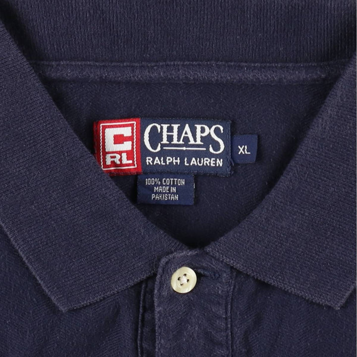 Ralph Lauren CHAPS Short-Sleeve Polo Shirt, Men's Size XL (approx.) cotton black type Vintage Second Hand