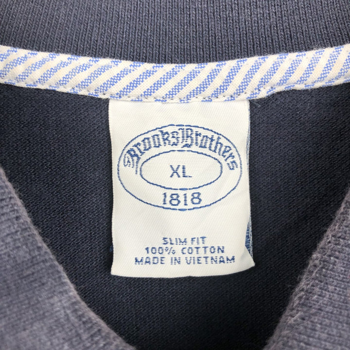 Brooks Brothers 1818 Slim Fit Short-Sleeve Polo Shirt, Men's Size XL (approx.) cotton navy blue type Vintage Second Hand