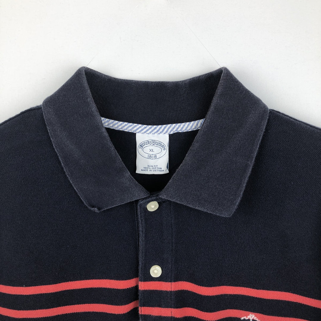 Brooks Brothers 1818 Slim Fit Short-Sleeve Polo Shirt, Men's Size XL (approx.) cotton navy blue type Vintage Second Hand