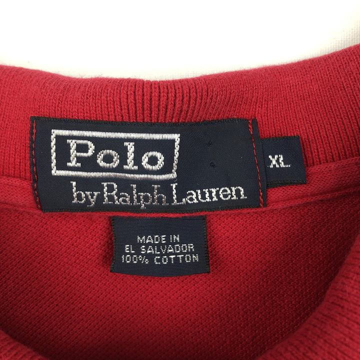Ralph Lauren POLO by Ralph Lauren short sleeve polo shirt, men's XL size cotton red type Vintage Second Hand