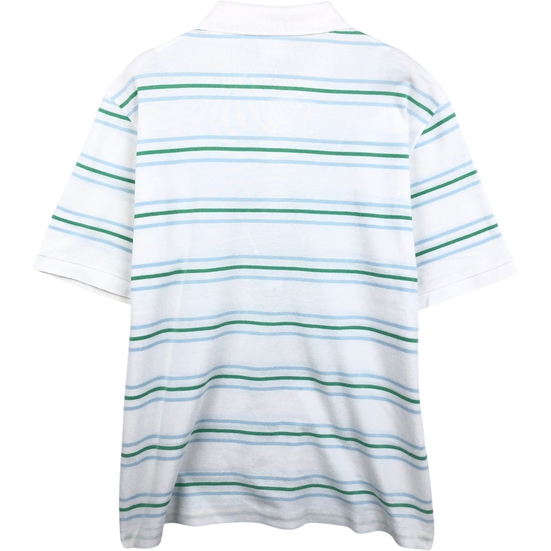Lacoste (LACOSTE) French design short-sleeved striped polo shirt, size 6 (equivalent to men's XL) cotton white type Vintage Second Hand