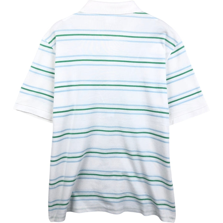 Lacoste (LACOSTE) French design short-sleeved striped polo shirt, size 6 (equivalent to men's XL) cotton white type Vintage Second Hand