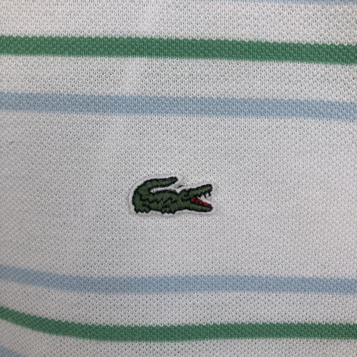 Lacoste (LACOSTE) French design short-sleeved striped polo shirt, size 6 (equivalent to men's XL) cotton white type Vintage Second Hand