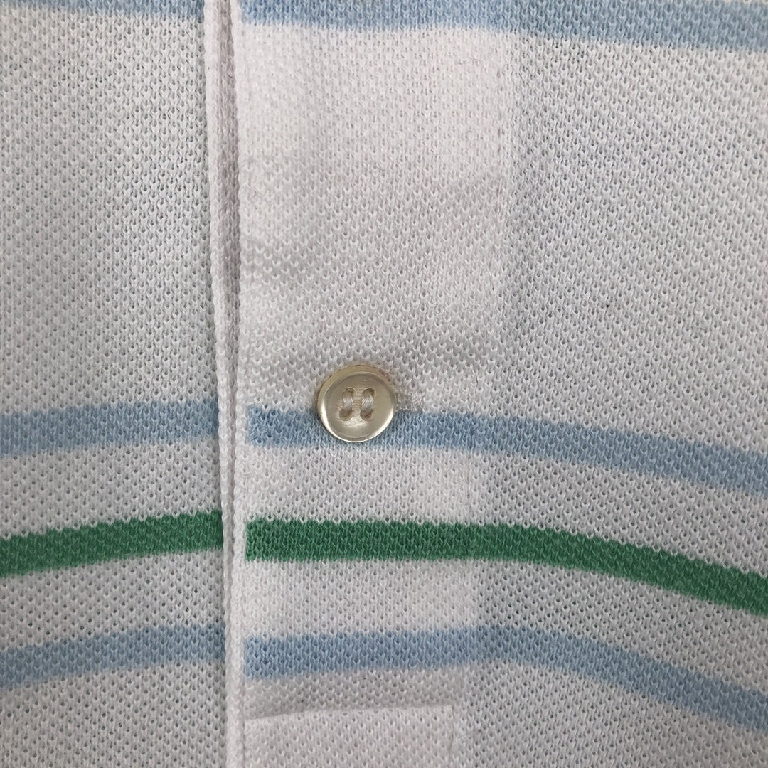 Lacoste (LACOSTE) French design short-sleeved striped polo shirt, size 6 (equivalent to men's XL) cotton white type Vintage Second Hand