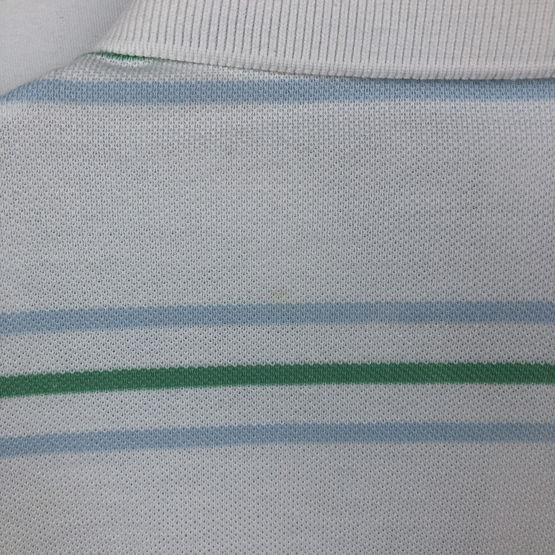 Lacoste (LACOSTE) French design short-sleeved striped polo shirt, size 6 (equivalent to men's XL) cotton white type Vintage Second Hand