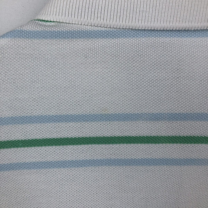Lacoste (LACOSTE) French design short-sleeved striped polo shirt, size 6 (equivalent to men's XL) cotton white type Vintage Second Hand