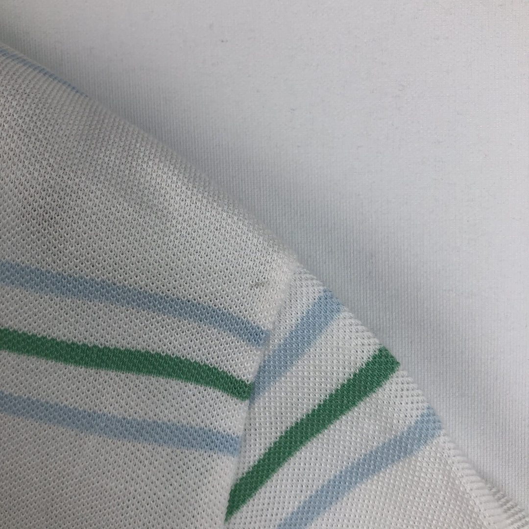Lacoste (LACOSTE) French design short-sleeved striped polo shirt, size 6 (equivalent to men's XL) cotton white type Vintage Second Hand