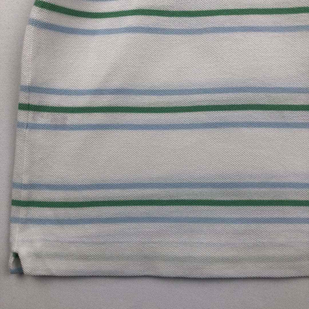 Lacoste (LACOSTE) French design short-sleeved striped polo shirt, size 6 (equivalent to men's XL) cotton white type Vintage Second Hand