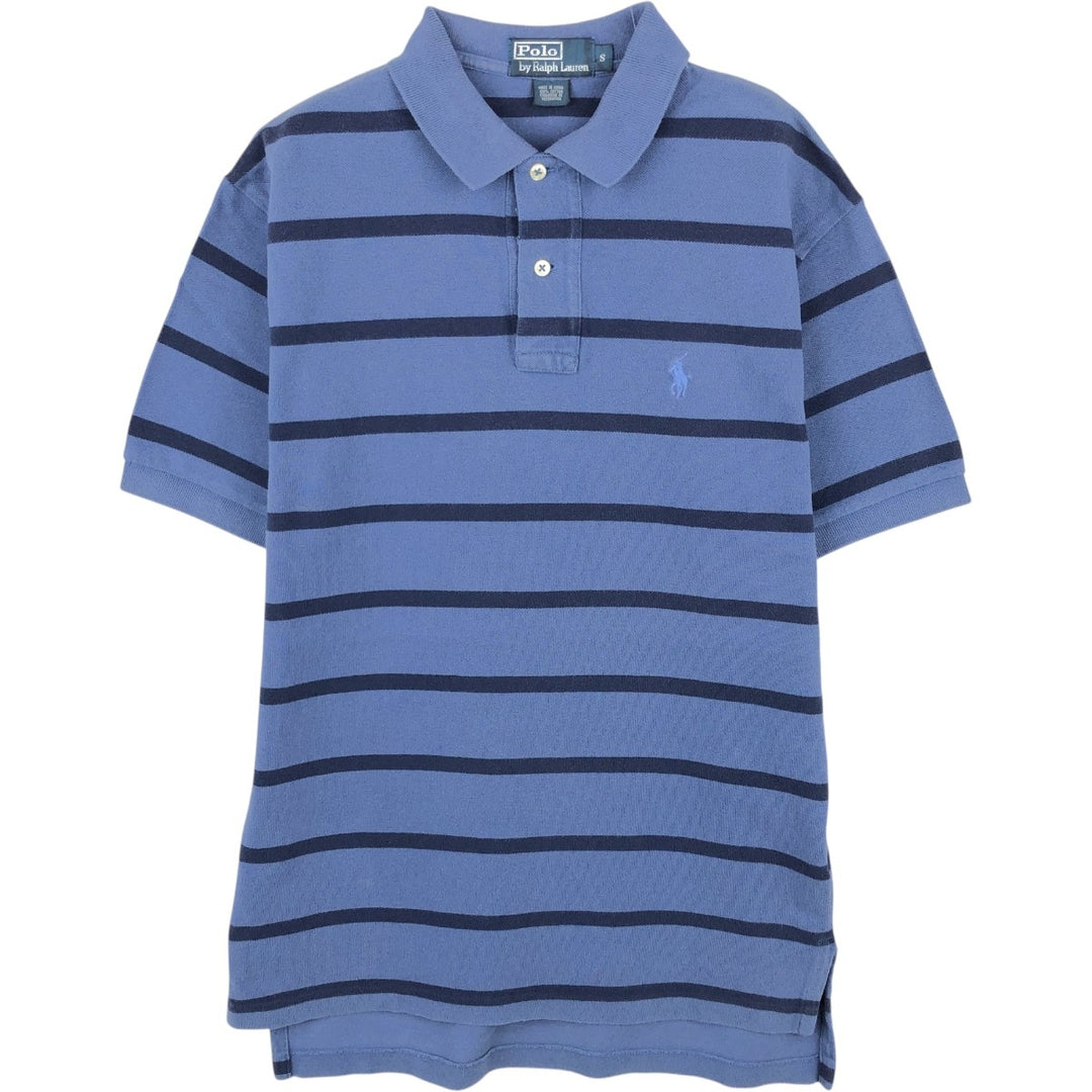 Ralph Lauren POLO by Ralph Lauren short sleeve striped polo shirt, size S for men cotton navy blue type Vintage Second Hand
