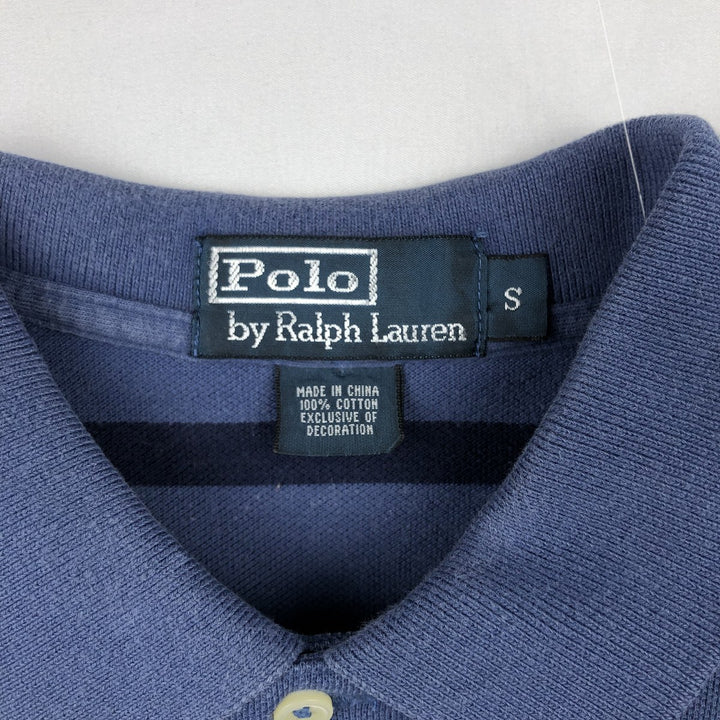 Ralph Lauren POLO by Ralph Lauren short sleeve striped polo shirt, size S for men cotton navy blue type Vintage Second Hand