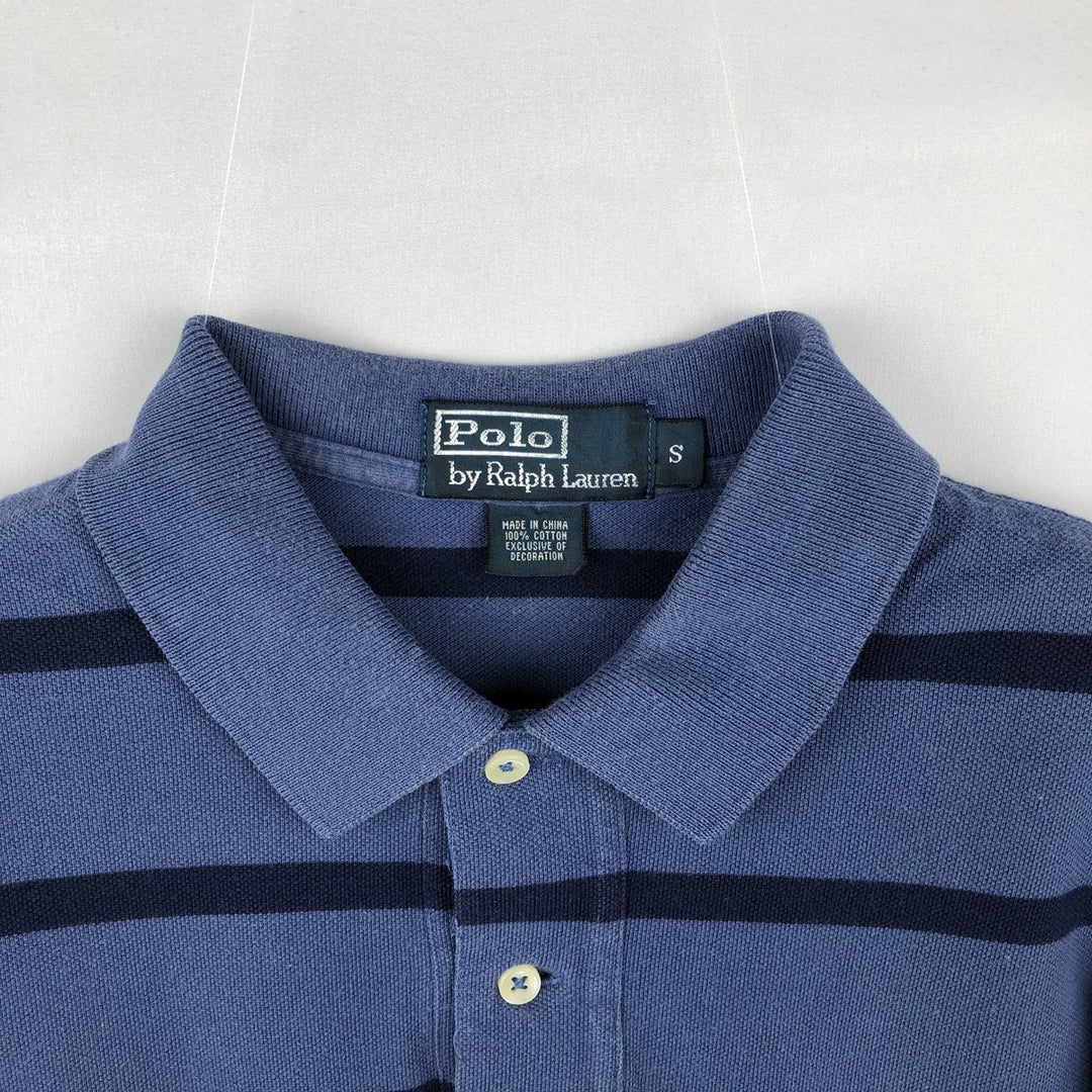 Ralph Lauren POLO by Ralph Lauren short sleeve striped polo shirt, size S for men cotton navy blue type Vintage Second Hand