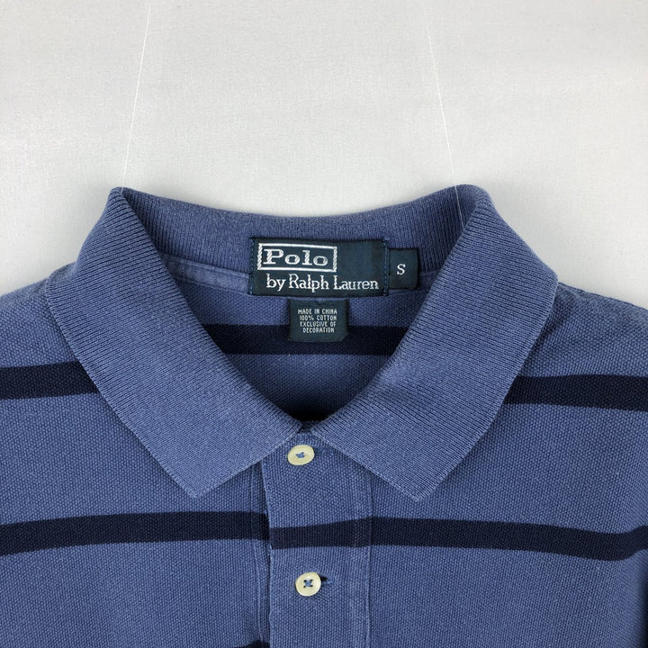 Ralph Lauren POLO by Ralph Lauren short sleeve striped polo shirt, size S for men cotton navy blue type Vintage Second Hand