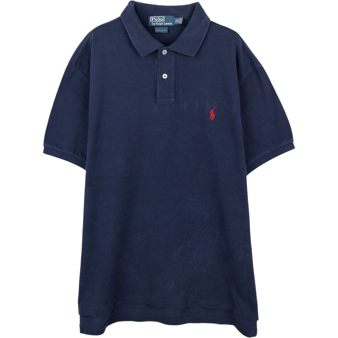 Ralph Lauren POLO by Ralph Lauren CUSTOM FIT short sleeve polo shirt, men's XL size cotton black type Vintage Second Hand