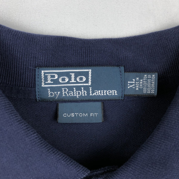Ralph Lauren POLO by Ralph Lauren CUSTOM FIT short sleeve polo shirt, men's XL size cotton black type Vintage Second Hand